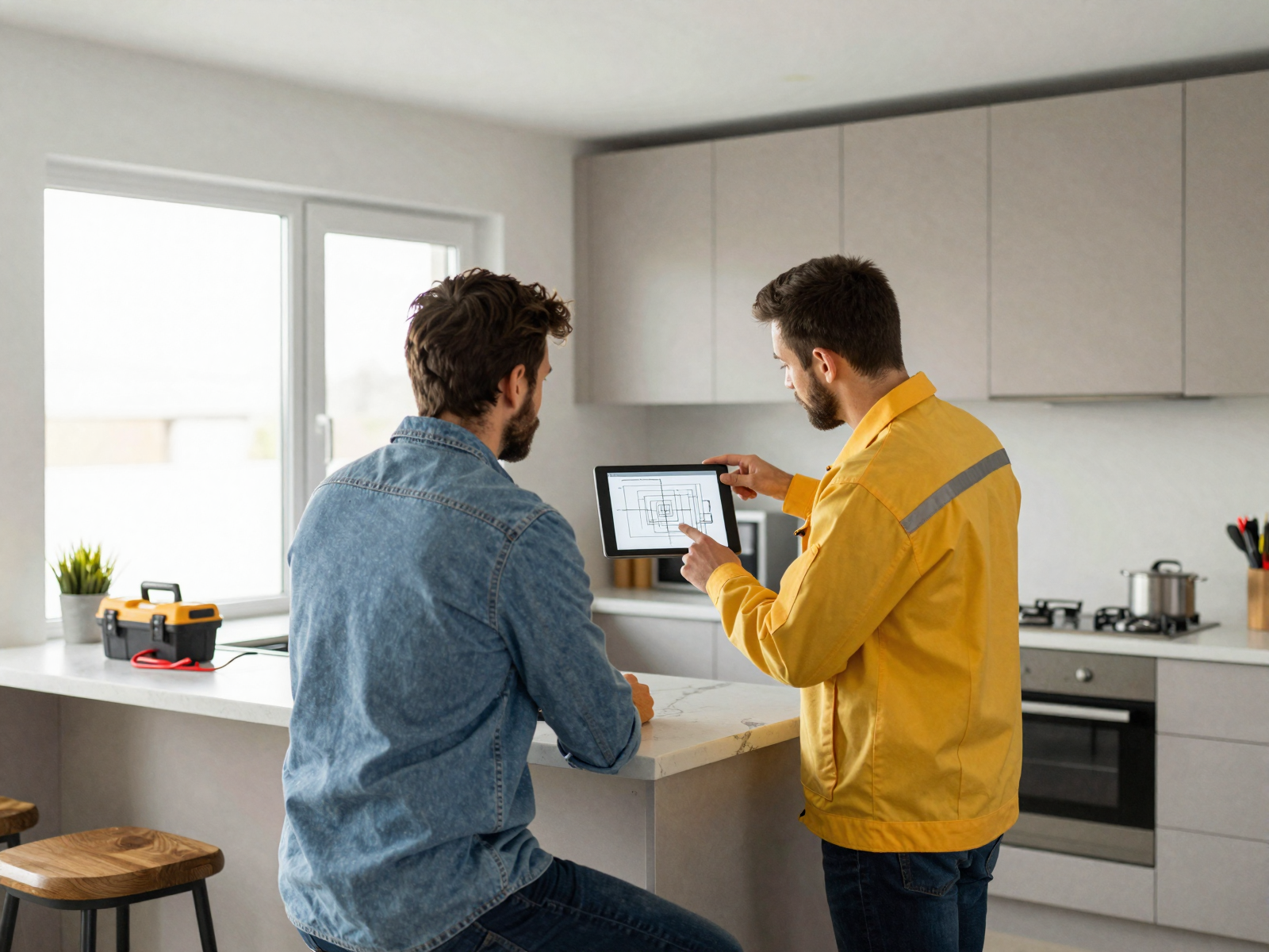 Electrician working on residential lighting fixture